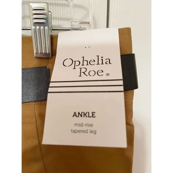 Ophelia Roe Ankle Mid Rise Tapered Leg Belted Pants Slacks NWT Size 24 - Picture 3 of 5